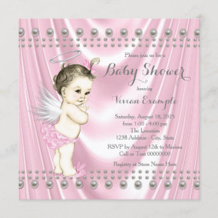 Angel Baby Satin and Pearl Baby Shower Einladung