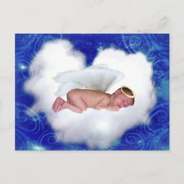Angel Baby, Schlafen auf einer Wolke Postkarte (Vorderseite)