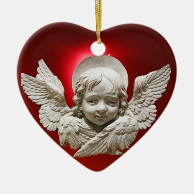 ANGEL / Baby's First Christmas Foto Template, rot Keramik Ornament (Vorne)