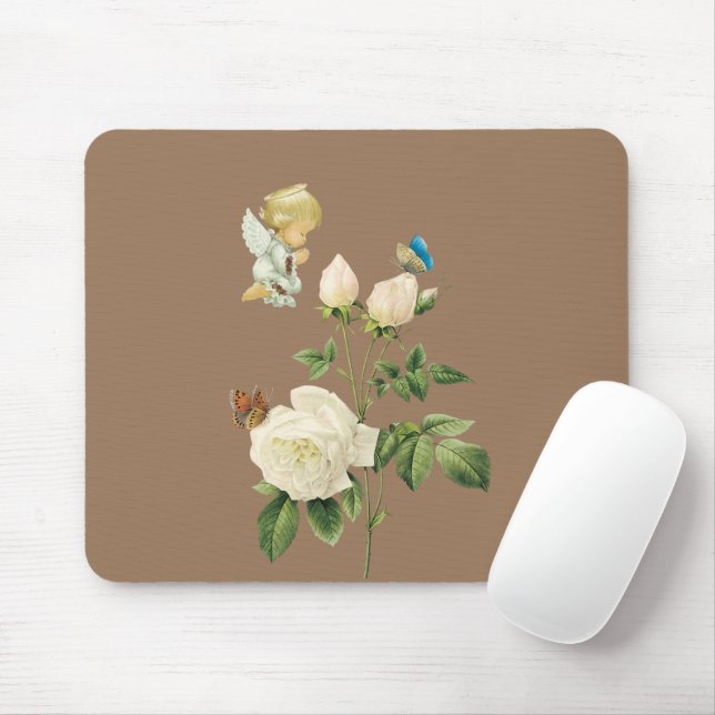 Angel Beige Rose Mouse Pad! Mousepad (Mit Mouse)