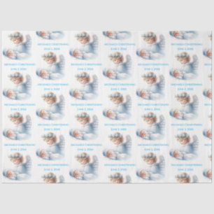 Angel beobachtet Babytaufe Seidenpapier