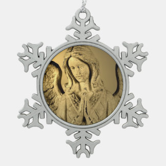 Angel beten schneeflocken Zinn-Ornament