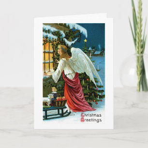 Angel Blick in das Fenster Feiertagskarte