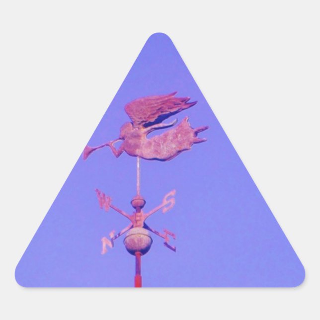 Angel BLOWING HORN WEATHER VANE Dreieckiger Aufkleber (Vorderseite)