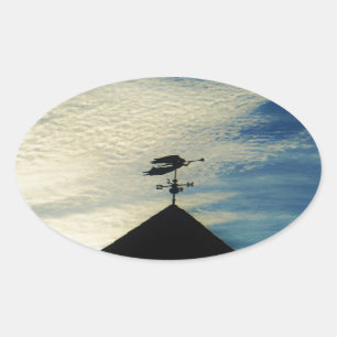 Angel BLOWING HORN WEATHER VANE Ovaler Aufkleber