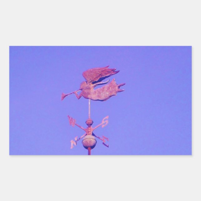 Angel BLOWING HORN WEATHER VANE Rechteckiger Aufkleber (Vorderseite)