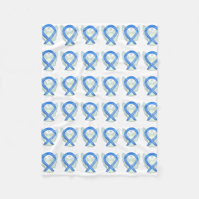 Angel Blue Awareness Ribbon Custom Soft Blanken Fleecedecke (Vorderseite)