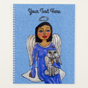 Angel Blue Dress White Stars White Cat Cloud Planer