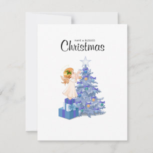 Angel Blue & Lila Weihnachtsbaum Feiertagskarte