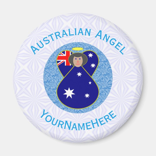 Angel Blue White Personalisiert Magnet (Vorne)