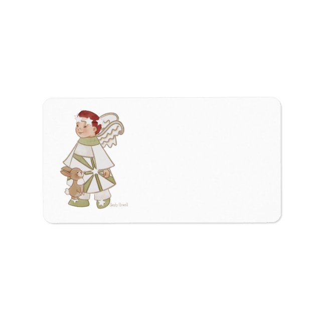 Angel Boy and Bunny Address Labels Adressaufkleber (Vorne)