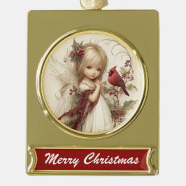 Angel & Cardinal – Holiday Blessings Banner Design Banner-Ornament Gold