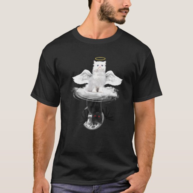 Angel Cat and Devil Cat Kitten Cats T-Shirt (Vorderseite)