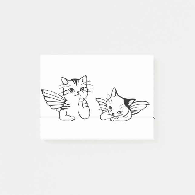 Angel Cat Boring Christmas Post-it Klebezettel (Vorderseite)