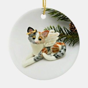 Angel Cat Calico Tabby Keramik Keramik Ornament