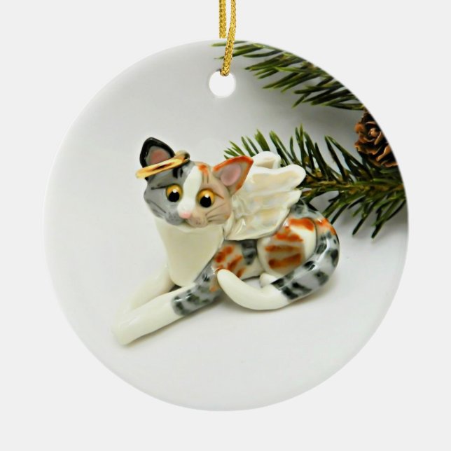 Angel Cat Calico Tabby Keramik Keramik Ornament (Vorne)