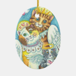Angel Cat Family PURRS IN HEAVEN HOLIDAMENT ORNAME Keramikornament