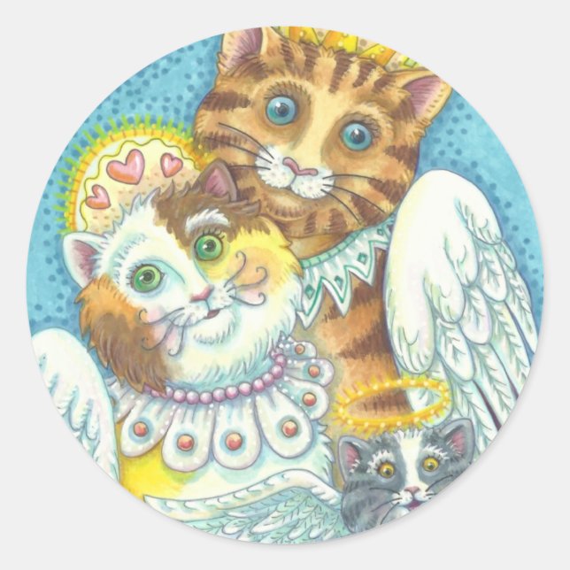 ANGEL Cat Family PURS IN HEAVEN STICKERS Sheet (Vorderseite)