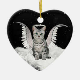 Angel Cat Gray Tabby Pet Memorial Keramikornament
