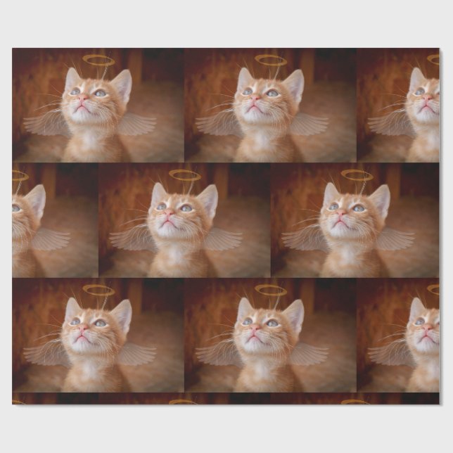 Angel Cat Wrapping Paper Geschenkpapier (Flach)
