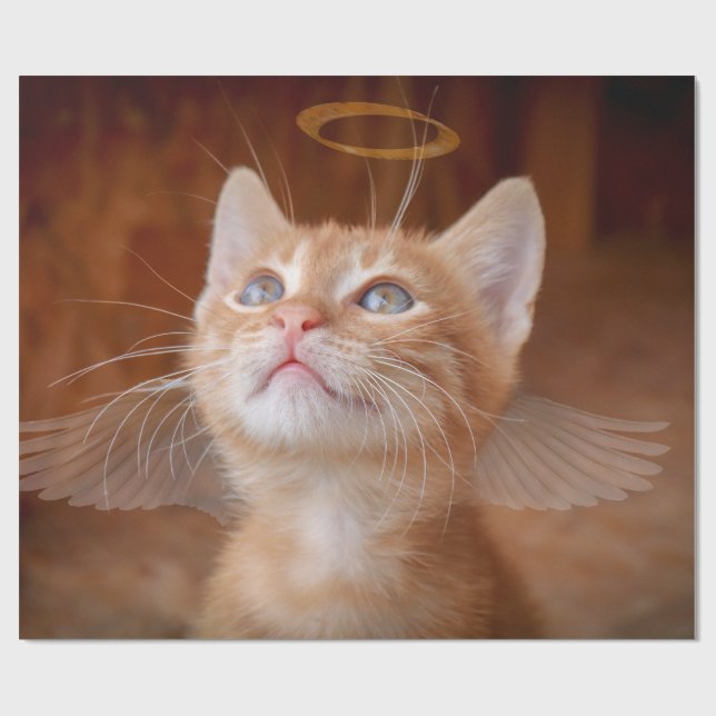 Angel Cat Wrapping Paper Geschenkpapier (Flach)