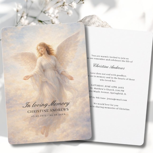 Angel Celebration of Life Funeral Einladung (Angel Celebration of Life Funeral Invitation. Print & Instant Download.)