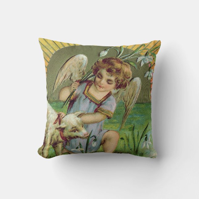 Angel Cherub Sun Lamb Sheep Kissen (Vorderseite)