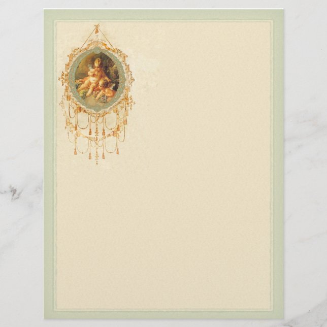 Angel Cherub Verziert Golden Letterhead (Vorderseite)
