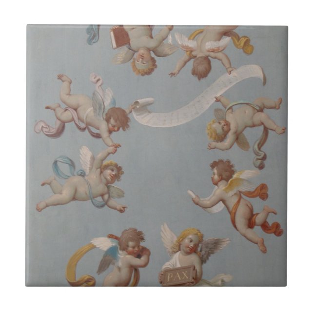 Angel Cherubs Whimsical Renaissance Fliese (Vorderseite)