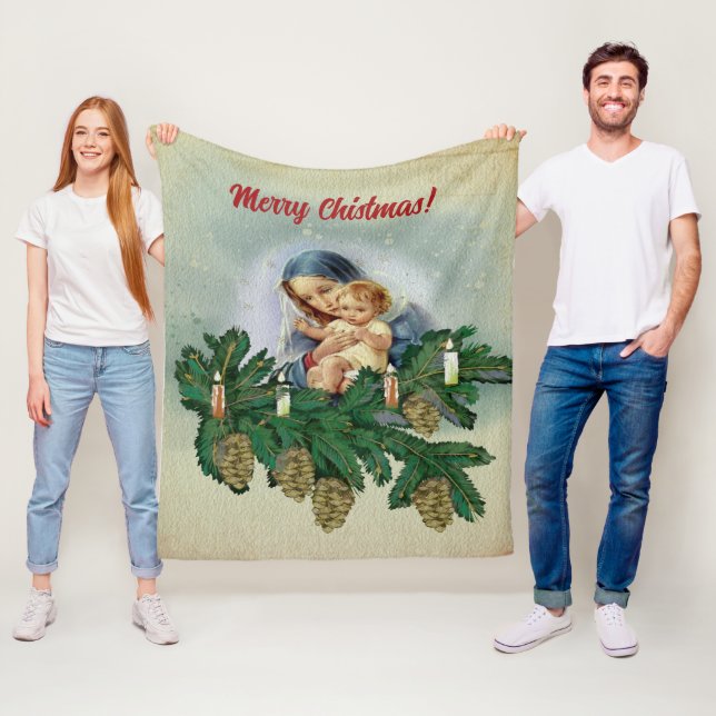Angel Christmas Mery und Jesus in Kerzenlicht Fleecedecke (Beispiel)