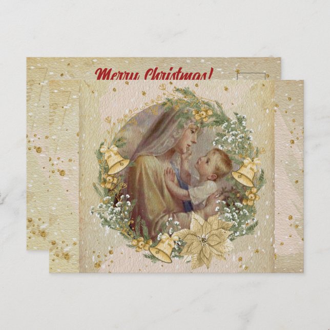 Angel Christmas Mother and Child Postkarte (Vorne/Hinten)