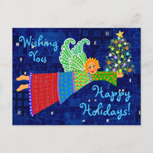 Angel Christmas Tree Personalisiert Holiday Postca Feiertagspostkarte