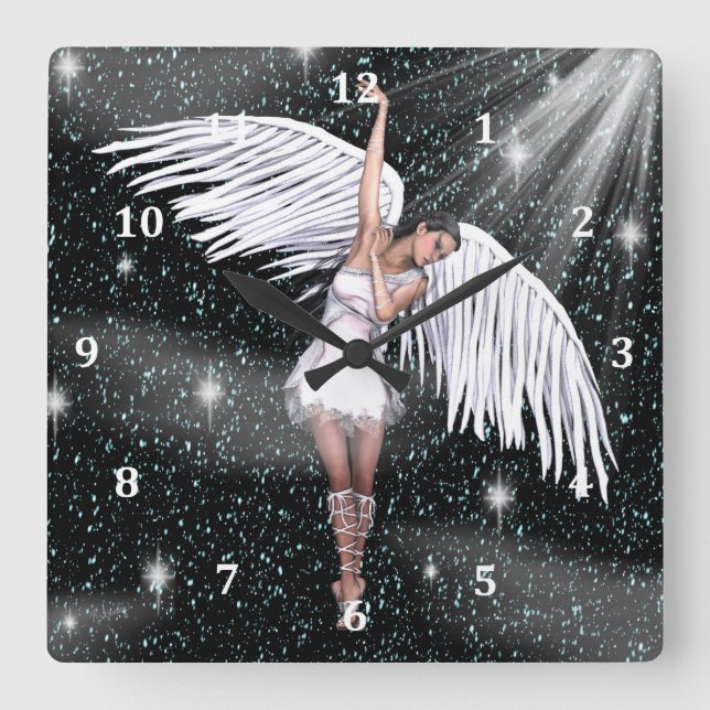 Angel Clock Quadratische Wanduhr (Vorderseite)