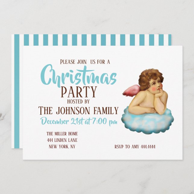 Angel Cloud Cupid Einladung (Vorne/Hinten)