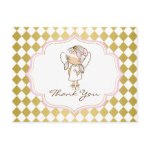 Angel danke Ihnen Postcard Gold & Pink