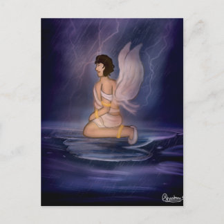 Angel dark blue wall art postkarte