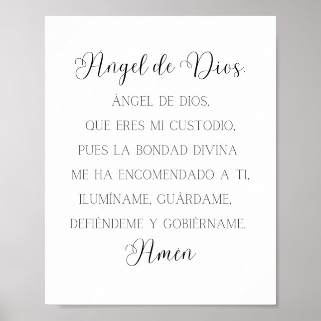 Angel de Dios Spanisches Gebet Poster (Vorne)