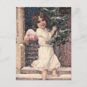 "Angel Delivery" Vintage Christmas Postcard Feiertagspostkarte
