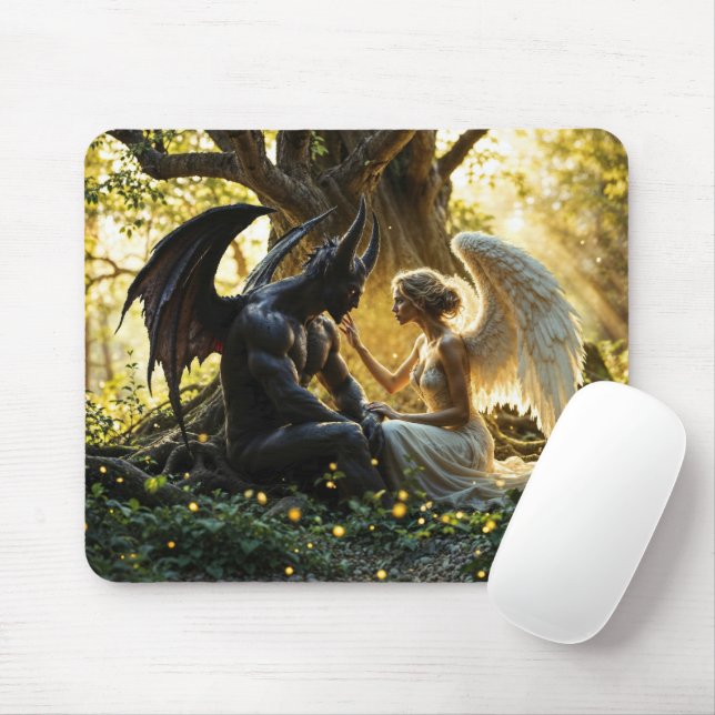 Angel Demon übernatürliches helles Design Mousepad (Mit Mouse)