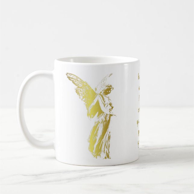 Angel Denken Sie und Sprichwort ein Gebet Kaffeetasse (Links)