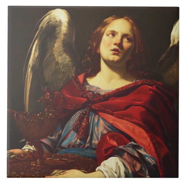 Angel, der das Schiff und das Handtuch hält Fliese (Vorderseite)