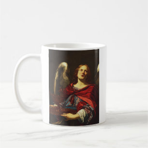 Angel, der das Schiff und das Handtuch hält Kaffeetasse