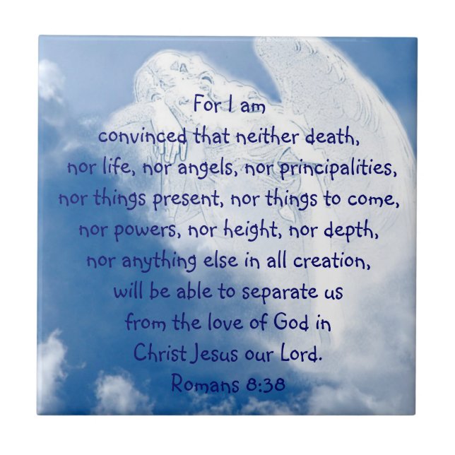 Angel der Inspiration in Wolken, Römer 8 Fliese (Vorderseite)