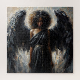 Angel der schwarzen Girl mit dunklen Flügeln Puzzle
