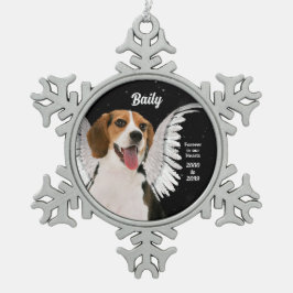 Angel Dog Beagle Memorial Schneeflocken Zinn-Ornament