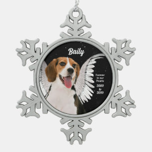 Angel Dog Beagle Memorial Schneeflocken Zinn-Ornament