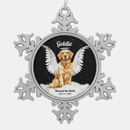Angel Dog Golden Retriever Memorial Schneeflocken Zinn-Ornament