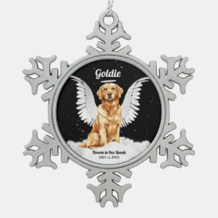 Angel Dog Golden Retriever Memorial Schneeflocken Zinn-Ornament