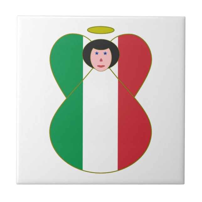 Angel Dressed in italienischer Flagge Fliese (Vorderseite)