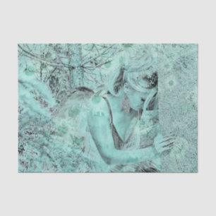 Angel Elegant Aquamarin Grün Himmlisch Blumen Anti Seidenpapier